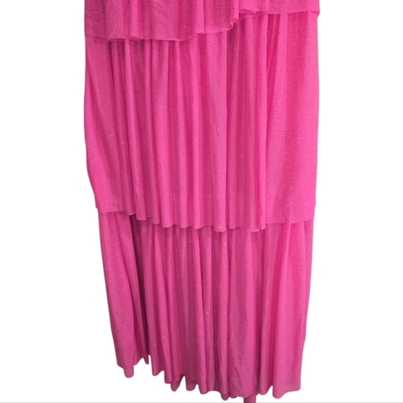 NWT For Love And Lemons Juni Maxi Dress in Pink XL Strapless Tiered Slit Skirt - Picture 7 of 16